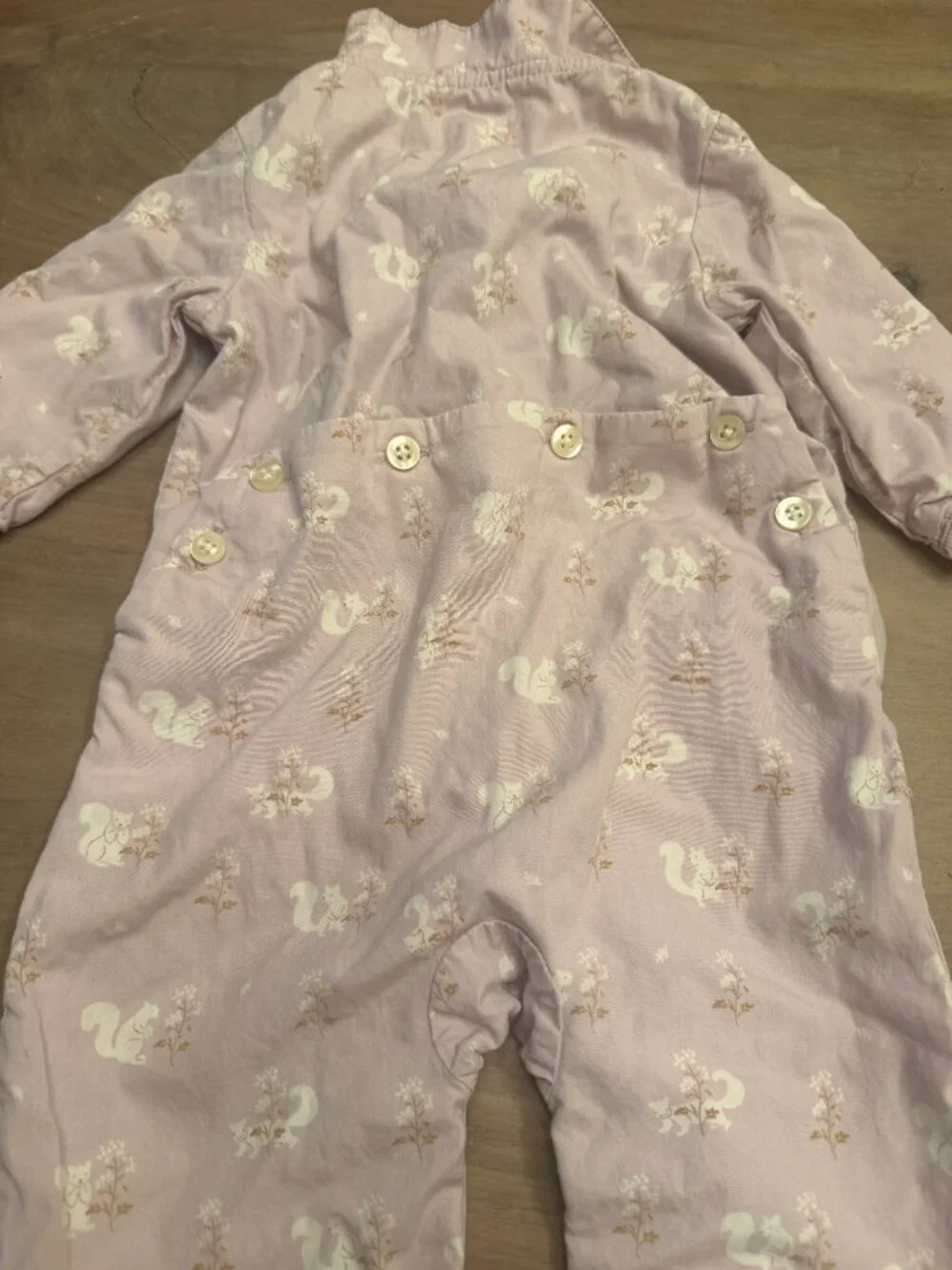 Janie and Jack Lavender Squirrel Woodland Coverall Romper 3-6M